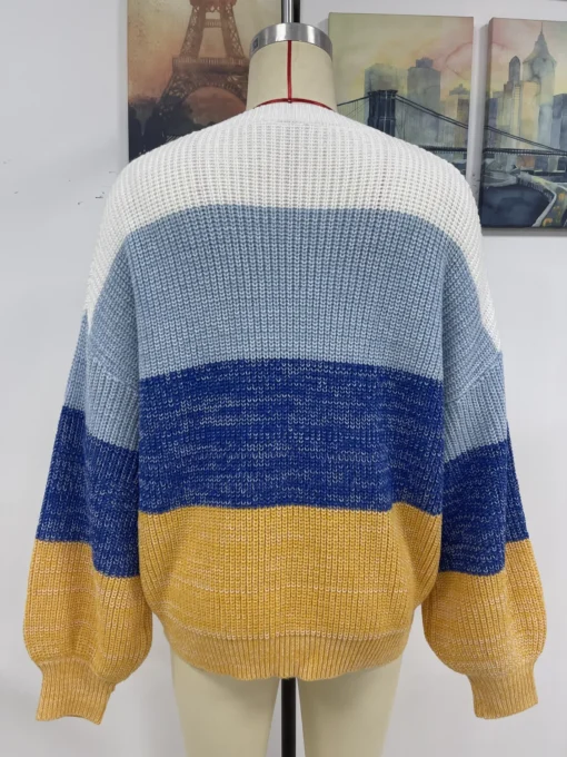 Autumn And Winter Color Matching Round Neck Knitting Shirt Women's Fashion Sweater Women 3 Autumn And Winter Color Matching Round Neck Knitting Shirt Women's Fashion Sweater Women -The Beauty Size Shop 803b680af3d0c8cc